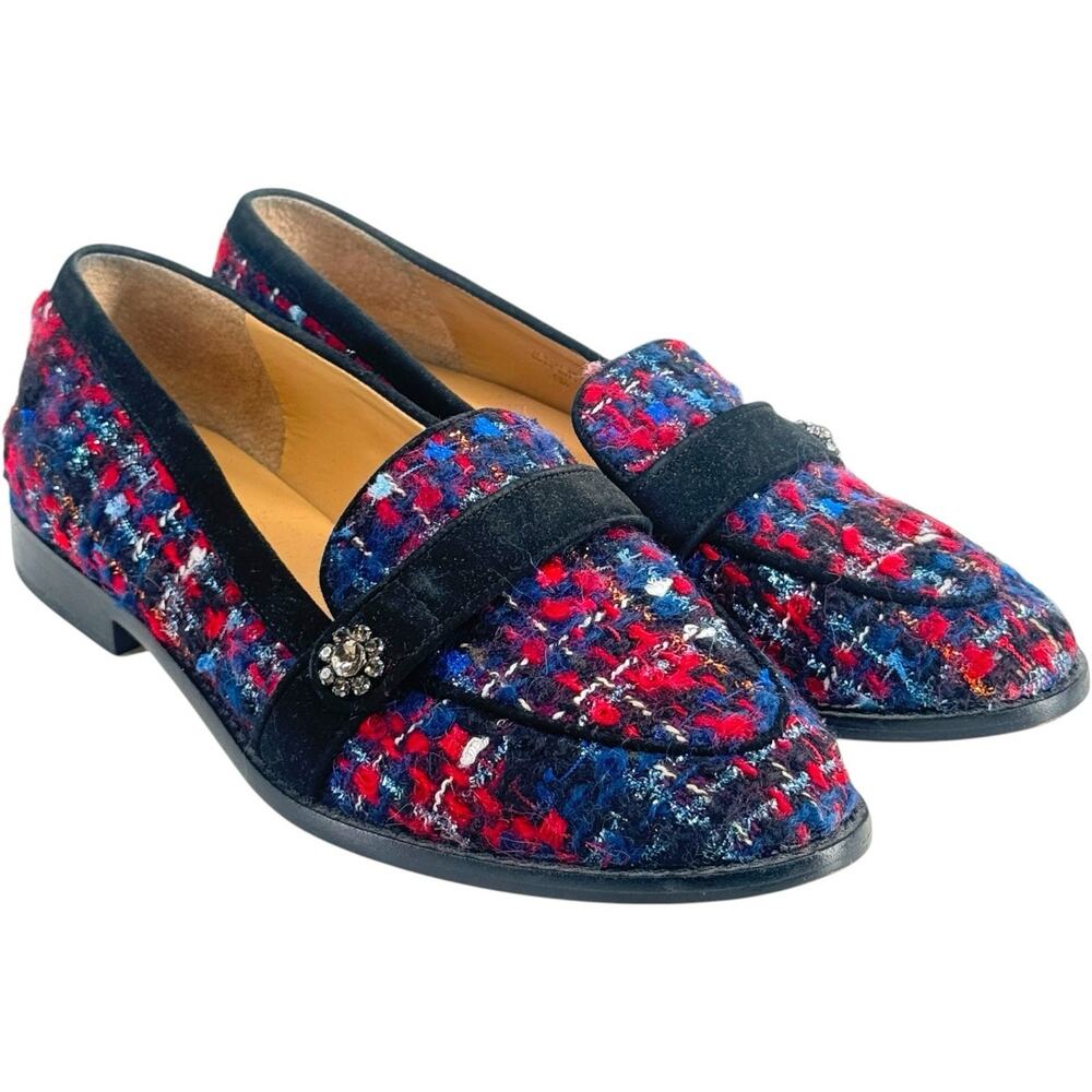 Talbots Womens 9M Multicolor Tweed Suede Trim Loafers Flat Shoes